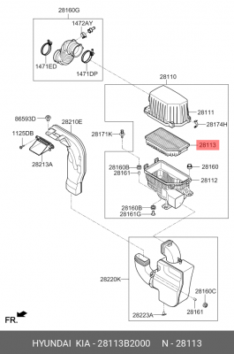 Фильтр воздушный KIA Soul (13-) (1.6) OE 28113-B2000 HYUNDAI KIA