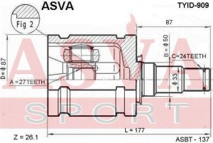ШРУС внутренний TOYOTA Corolla (01-07) левый ASVA TYID-909 ASVA