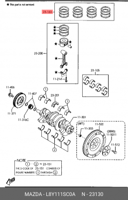 К-Т КОЛЕЦ / RING SET PISTON L8Y111SC0A L8Y111SC0A MAZDA