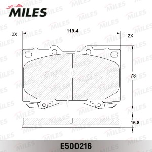 Колодки тормозные передние (Смесь CERAMIC серия PRO) TOYOTA LAND CRUISER 4.2D 90 E500216 MILES