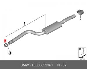 хомут глушителя!\ BMW F10/F11 09> 18 30 8 632 361 BMW