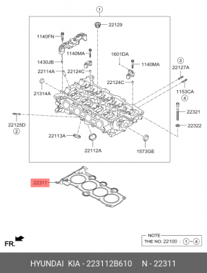 ПРОКЛАДКА ГОЛОВКИ БЛОКА ЦИЛИНДРОВ HYUNDAI/KIA 223112B610 HYUNDAI KIA