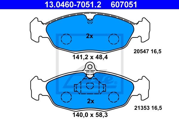 13.0460-7051.2 393 00=FDB732 !колодки дисковые п.\ Opel Vectra A/Astra F 1.4i-1. 13.0460-7051.2 ATE