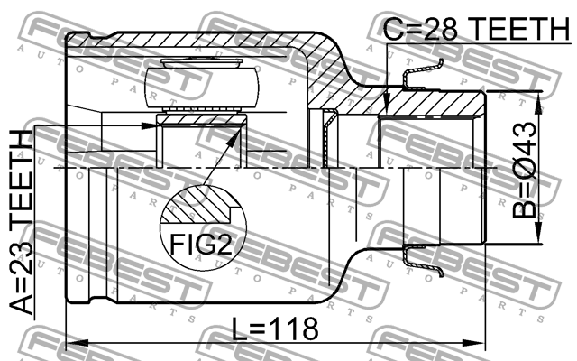 ШРУС 0511-M320ATRH 0511-M320ATRH FEBEST