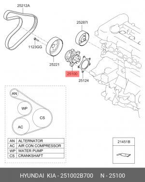 HYUNDAI / KIA использовать с шкивом 252212B700 251002B700 HYUNDAI KIA