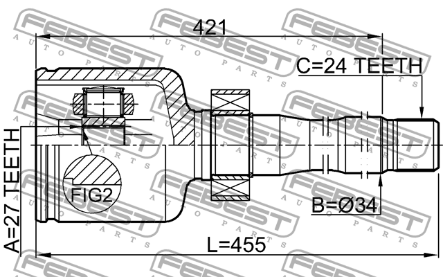 Шрус внутренний правый 27x34x24 0111-GGL15RH FEBEST