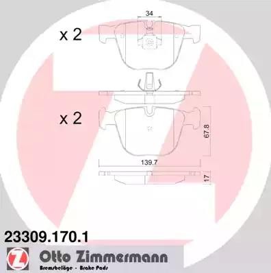 колодки дисковые !задн. 140x68x17 \ BMW E65/E66 4.5/6.0/4.0D 01> 23309.170.1 ZIMMERMANN