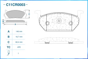 Тормозные колодки передние Low Metallic C11CR0003 C11CR0003 CWORKS