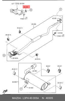 Прокладка MAZDA CX-7 (09-) трубы приемной глушителя OE L3P4-40-305A MAZDA