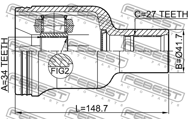 ШРУС внутр правый CHEVROLET CAPTIVA, OPEL ANTARA 1811-ANTRH 1811-ANTRH FEBEST