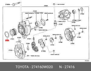 Заглушка шкива генератора 27416-0W020 27416-0W020 TOYOTA