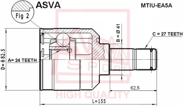 ШРУС ВНУТРЕННИЙ 24x41x27 MTIUEA5A MTIU-EA5A ASVA