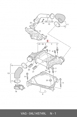 Радиатор интеркулера Крафтер 2 ( 04L145749M ) 04L 145 749 L VAG