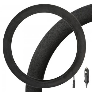 Оплетка руля (M) 37-39см с подогревом 12V замша черная AIRLINE ADWO006 AIRLINE