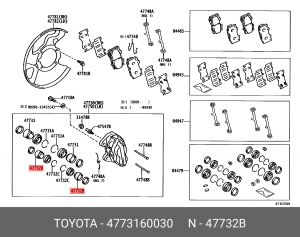поршень суппорта! переднего\ Toyota Land Cruiser 98> 47731-60030 TOYOTA