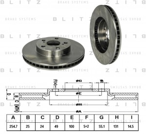 Диск тормозной передний вентилируемый TOYOTA Prius 09- BS0315 BS0315 BLITZ