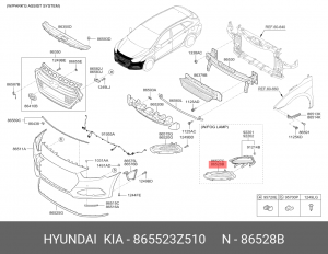 Рамка HYUNDAI i40 фары противотуманной правой OE 865523Z510 HYUNDAI KIA