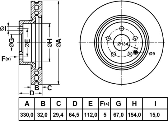 Диск тормозной MERCEDES E (W211) (02-09) передний (1шт.) NIBK RN1701 NIBK