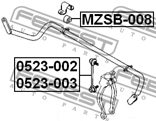 Втулка стабилизатора передняя MAZDA 6 GG 2002-2008 (23мм) MZSB-008 MZSB-008 FEBEST