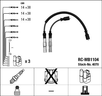 4070 к-кт проводов! \ Smart City-Coupe/Crossblade 0.6/0.7i 98> 4070 NGK