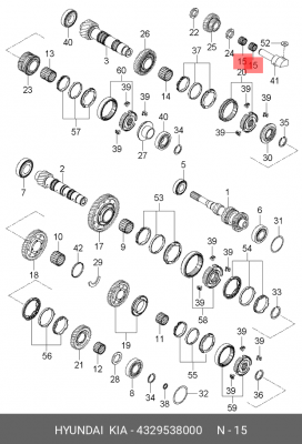 Подшипник КПП HYUNDAI Porter шестерни заднего хода игольчатый OE 4329538000 HYUNDAI KIA