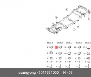 Опора SSANGYONG Actyon (06-),Actyon Sports (06-/12-) подушки кузова OE 6011331000 SSANG YONG