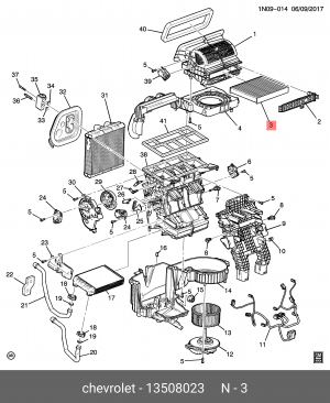Фильтр воздушный салона CHEVROLET Malibu OPEL Astra,Insignia,Mokka OE 13508023 GENERAL MOTORS