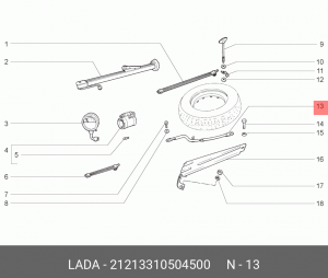 Труба ВАЗ-21213 колеса запасного в сборе АвтоВАЗ 21213310504500 LADA VAZ