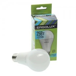 Лампа светодиодная E27 A65 25W (225W) 220V холодный ERGOLUX ELLEDA6525WE274K ERGOLUX