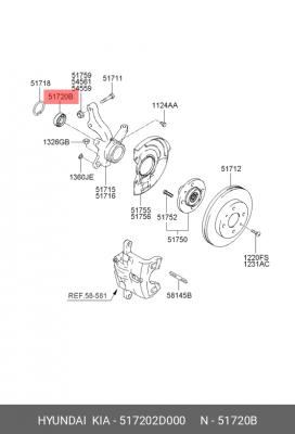 Подшипник передней ступицы 51720-2D000 517202D000 HYUNDAI KIA
