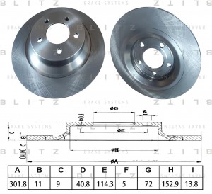 диск тормозной задний!\ Mazda 5 1.8/2.0/2.0TD 05> BS0630 BLITZ