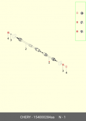 ПРИВОД КОЛЕСА ЛЕВЫЙ T19+018CHA 154000284AA 154000284AA CHERY