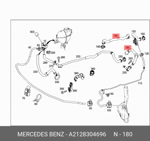 Шланг системы отопления MERCEDES MERCEDES A2128304696 MERCEDES BENZ