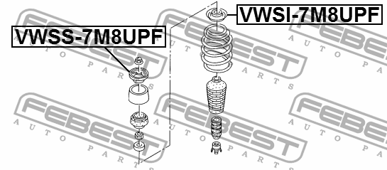 Проставка пружины верхняя VW SHARAN (7M8/7M9/7M6) 1995-2010 VWSI-7M8UPF VWSI-7M8UPF FEBEST