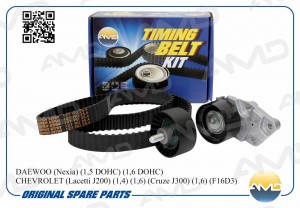 Комплект ГРМ (ремень ГРМ +два ролика) DAEWOO Nexia, 1,5 DOHC, 1,6 DOHC, CHEVROLE AMD.KITBR7 AMD