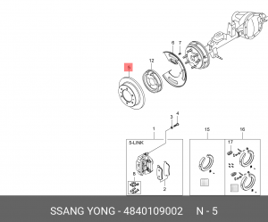 Диск тормозной SSANGYONG Actyon (06-),Kyron (05-),Rexton (06-) задний (1шт.) OE 4840109002 SSANG YONG