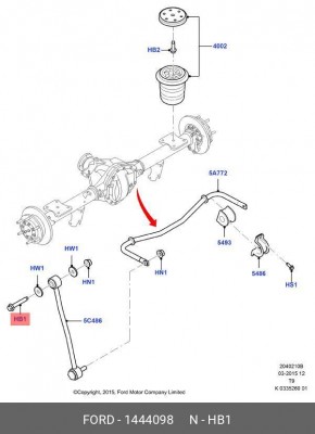 Болт М12х70х1,75 нижний заднего амортизатора 1444098 1 444 098 FORD