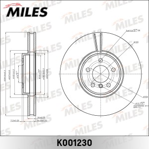 Диск тормозной передний D365мм. BMW X5 E70/X6 E71 (TRW DF6408S) K001230 K001230 MILES