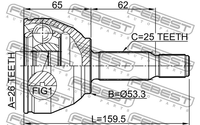 ШРУС внешний FORD TOURNEO CONNECT 02-13 2110-TRCD 2110-TRCD FEBEST