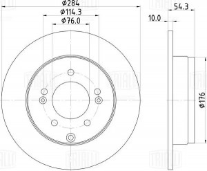Диск торм. Hyundai Sonata (05-)/Grandeur (06-)/Kia Optima (12-) зад. d=284 (DF 1 DF190128 TRIALLI