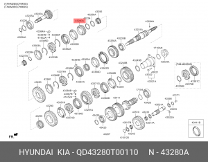 Шестерня КПП HYUNDAI HD65,78 (M035S5) вала вторичного 5-й передачи (17 зуб.) OE QD43280T00110 HYUNDAI KIA