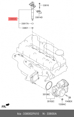 Форсунка KIA Sorento (15-) топливная OE 338002F610 HYUNDAI KIA