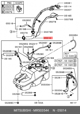 горловина топливного бака!\ Mitsubishi Pajero/Montero Sport 98-09 MR503544 MITSUBISHI