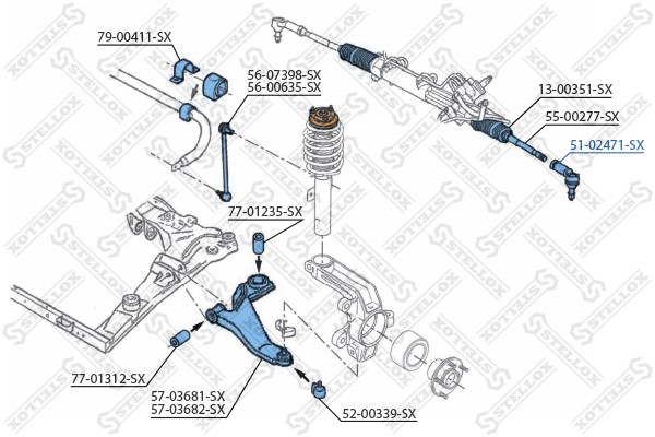 наконечник рулевой!\ Ford Mondeo 01> 51-02471-SX STELLOX