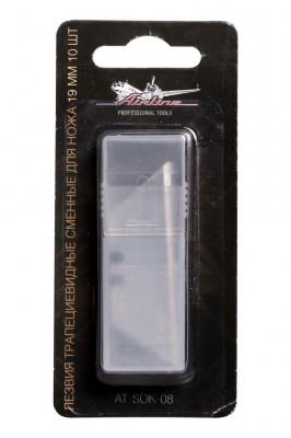 Лезвия 19 мм "AIRLINE" (сменные для ножа, трапециевидные, 10 шт.) AT-SOK-08 AIRLINE