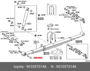 БОЛТ С ШЕСТИГРАННОЙ ГОЛОВКОЙ 90105-T0146 90105-T0146 TOYOTA