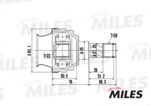 ШРУС внутренний DAEWOO NEXIA 1.5 96-/OPEL ASCONA/KADETT 1.6 82-91 (GSP 644001) G GA10014 MILES