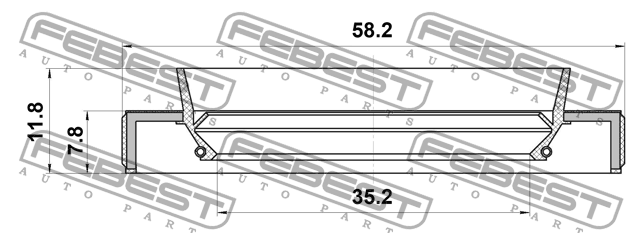 Сальник ступицы колеса 35.2x58.2x7.8x11.8 INFINITI G35/37/25 V36 2006-2013 95JBY 95JBY-36580812X FEBEST