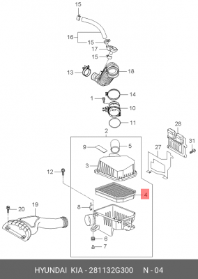 Фильтр воздушный KIA Magentis,Carens (TCI) OE 281132G300 HYUNDAI KIA