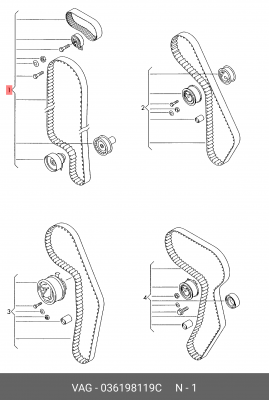 Комплект ГРМ VW Golf 5,6 (06-12) OE 036 198 119 C VAG